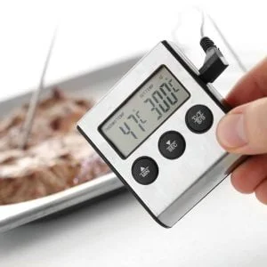 Digital thermometer with timer for steaks